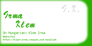 irma klem business card